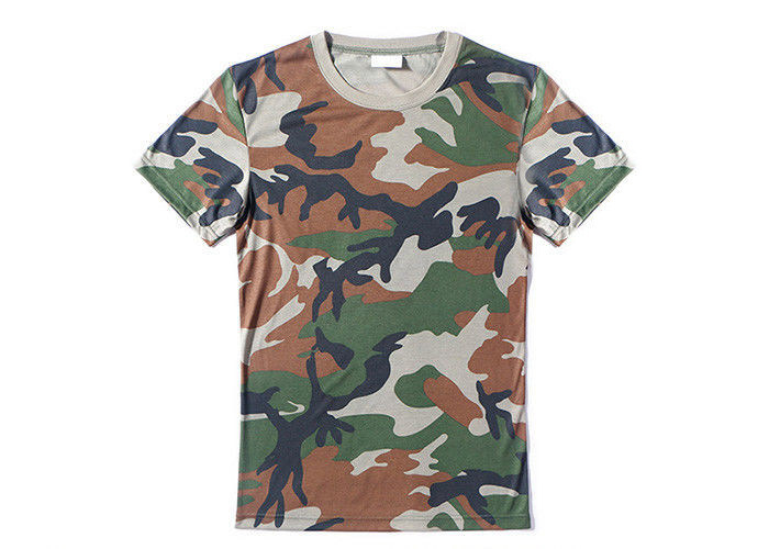 Woodland Army Military Police T Shirts With 100%Polyester Bamboo Material