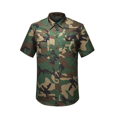 Polyester Breathable Camouflage Military Tactical Shirts Multi Pocket 180g Fabric