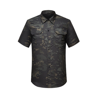 Polyester Breathable Camouflage Military Tactical Shirts Multi Pocket 180g Fabric