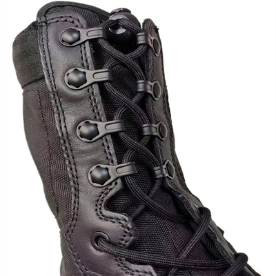Black Lace Up Combat Military Leather Boots Light Breathable Non Slip