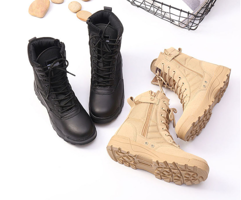 Waterproof Oxford Fabric Military Leather Boots Skid Resistance Shock Absorption