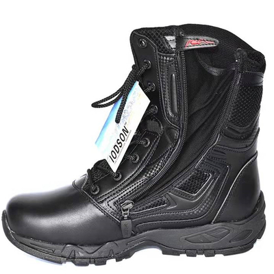 Black Ultralight Military Leather Boots Side Zipper Waterproof