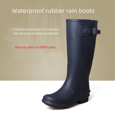 Waterproof Blue High Heels Rubber Rain Shoes Outdoor Fishing Gear Comfortable And Wearable