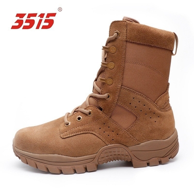 3515 Military Leather Boots Brown EVA Insole Tactical Boots With Zipper
