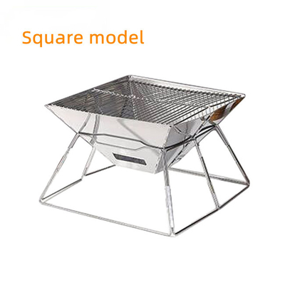 Polished Foldable Camping Grill Square Rectangular Hexagonal Stainless Steel Grill