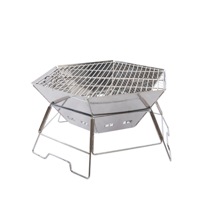 Polishing Stainless Steel Folding BBQ Grill Hexagonal Detachable