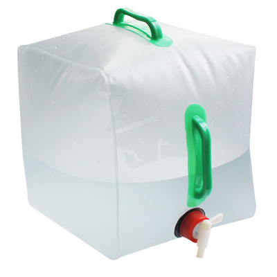 Collapsible Water Storage Outdoor Fishing Gear 5 Gallon With Tap White