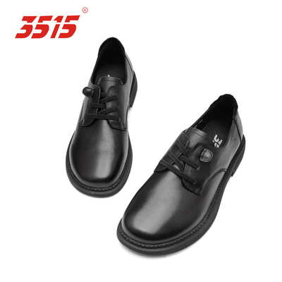 3515 British Lace Up Leather Shoes PU Insole Black Leather Dress Shoes