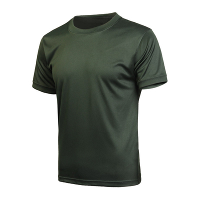Green Military Training Uniform Polyester Cotton Round Neck Perspiration Wicking