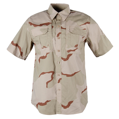 Summer Breathable Quick Dry Stand-Up Collar Tactical Shirt Camouflage Short Sleeve