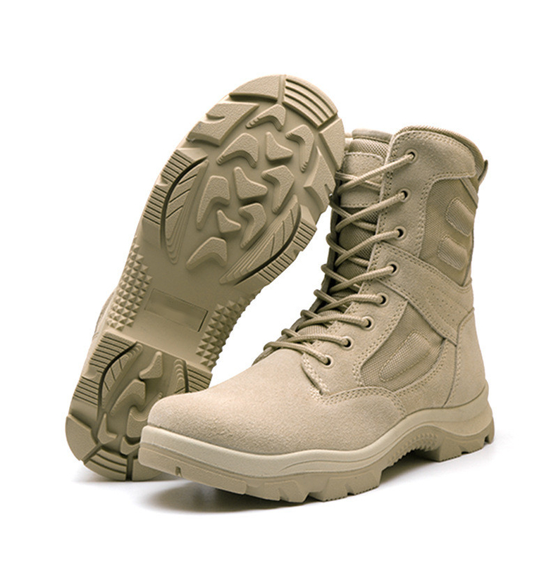 Cowhide Shock Resistant Desert Tactical Boots Anti Skid High Top Oxford Fabric