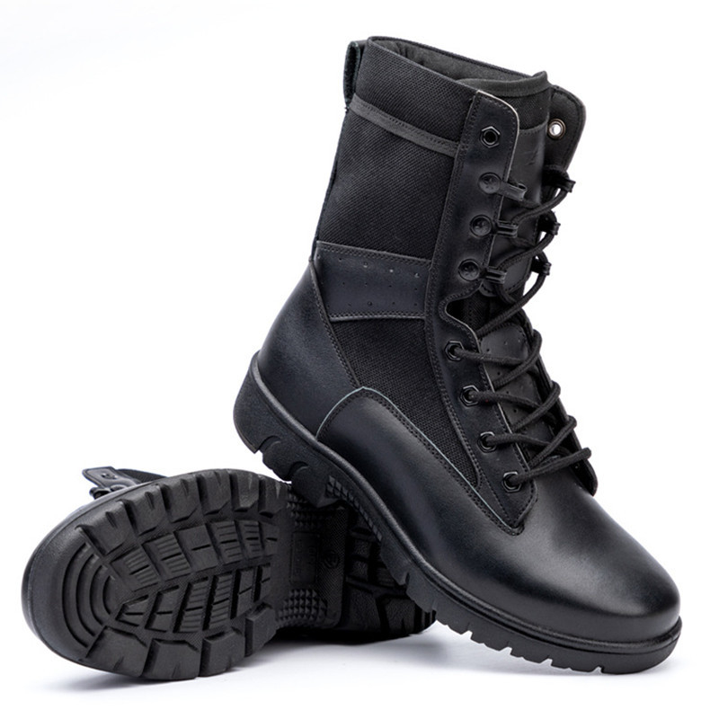 Military Sweat Absorption High Top Combat Boots Shock Absorption