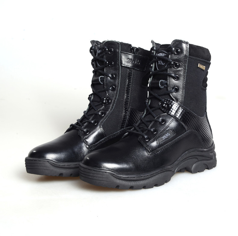 Shock Absorption Military Leather Boots Cotton Lining Combat Hiking Boots