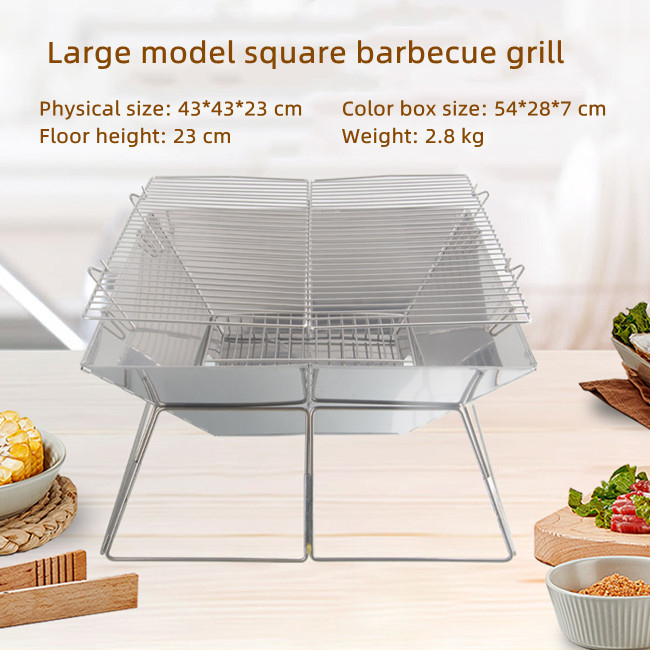 410 SS Outdoor Fishing Gear Camping Grill Portable With 201 SS Mesh