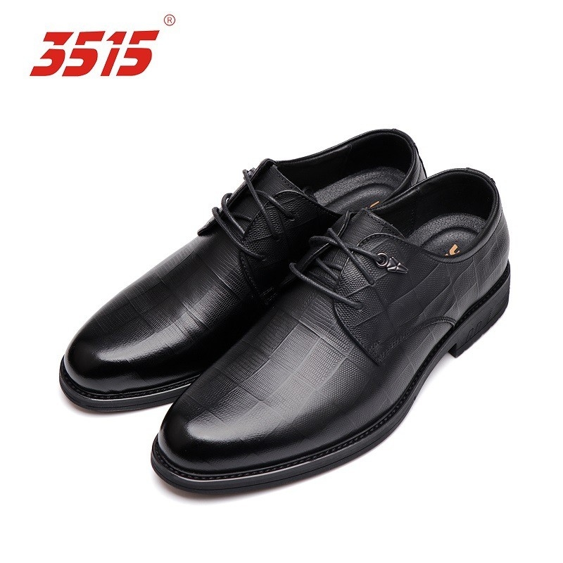 Round Toe Viscose Black Leather Shoes Cowhide PU Insoles Lightweight