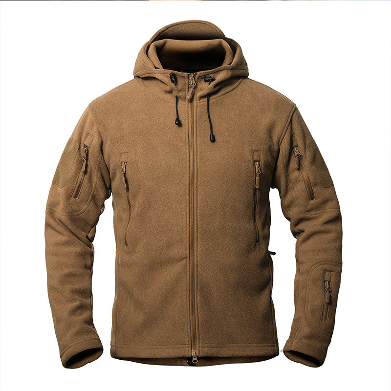 Zipper Rocker Fleece Military Winter Coat Plain Pattern Military Camouflage Jacket