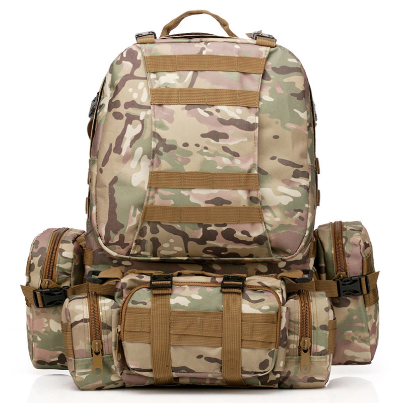 Tactical Hiking Backpack 55L Oxford Fabric Camouflage 600D Waterproof